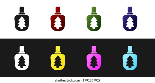 Set Canteen water bottle icon isolated on black and white background. Tourist flask icon. Jar of water use in the campaign.  Vector Illustration