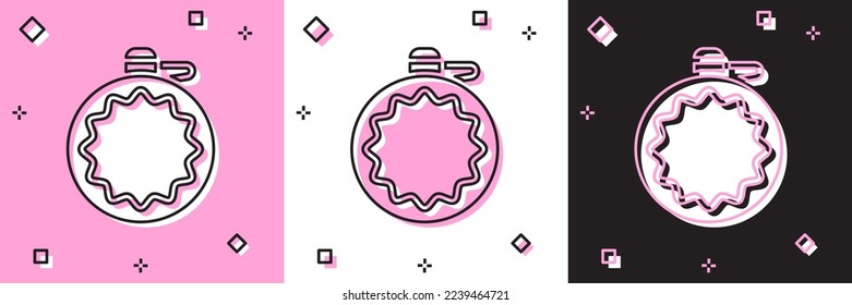 Set Canteen water bottle icon isolated on pink and white, black background. Tourist flask icon. Jar of water use in the campaign.  Vector