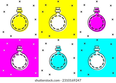 Set Canteen water bottle icon isolated on color background. Tourist flask icon. Jar of water use in the campaign.  Vector
