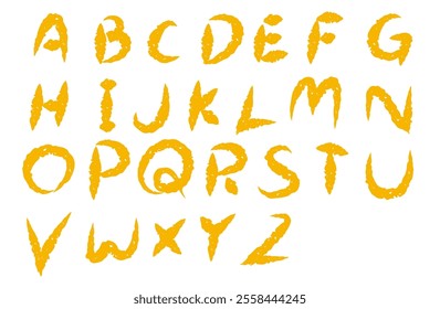 A set of capital letters written with yellow crayon