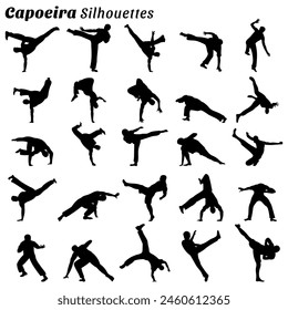 Set of capoeira illustration silhouettes