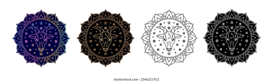 Conjunto de Iniciar sesión del zodiaco de Capricornio variación de diseño diferente.