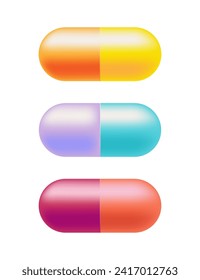 Conjunto de iconos de la cápsula resaltados sobre un fondo blanco. El gradiente. Ilustración del vector