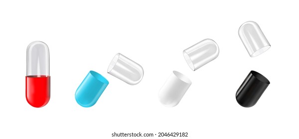 A set of capsules on a white background. Vector illustration