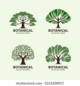 Conjunto de símbolos de árvore ou planta cativante. árvore de sahabi e árvore de carvalho