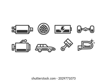 set of car accesory icons vector