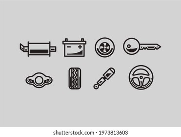 set of car accessory icons vector