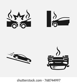 Set of car accident  vector icon.