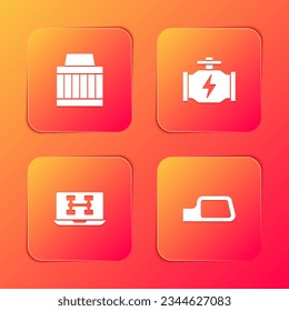 Set Car air filter, Check engine, Diagnostics condition of car and mirror icon. Vector