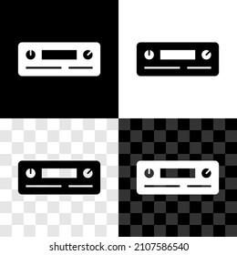 Set Car Audio Icon Isolated On Black And White, Transparent Background. Fm Radio Car Audio Icon.  Vector