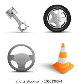 Set Of Car Aytributes.Realistic.Vector illustration