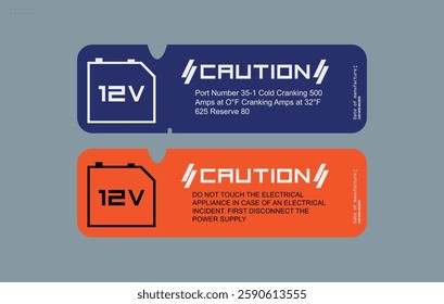 Set Car Battery Sticker. Cyberpunk decal. Vector design.