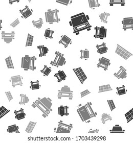 Set Car, Bus, Taxi car roof and Taxi car on seamless pattern. Vector