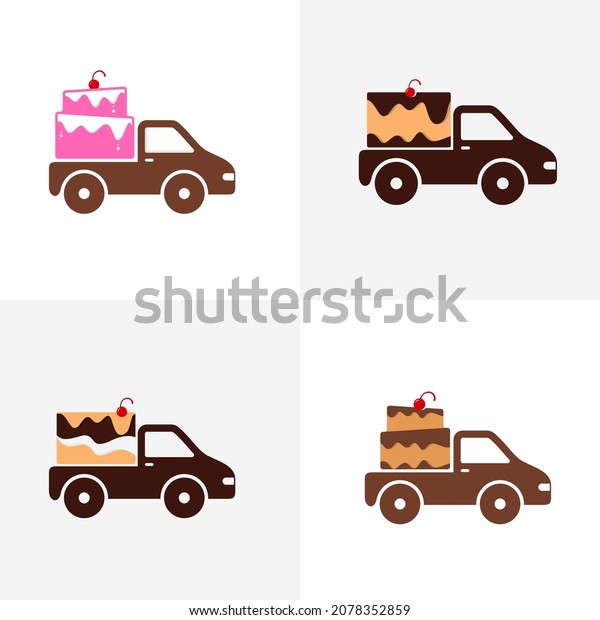 Set of Car Cake logo design vector template.\
Bakery logo concept