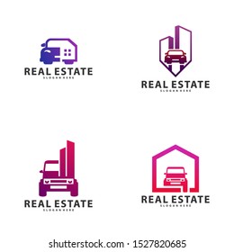 Set of Car City Logo Vector Industrial symbol icon design illustration, Emblem, Design Concept, Creative Symbol, Icon