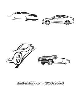 conjunto de libro de coloreado de coches, línea aislada o logotipo símbolo de señas aislado vector, contorno y estilo de trazo Colección de ilustración vectorial de alta calidad,
