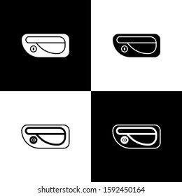 Set Car door handle icon isolated on black and white background.  Vector Illustration