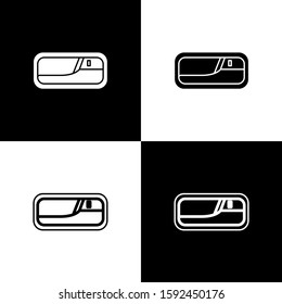 Set Car door handle icon isolated on black and white background.  Vector Illustration