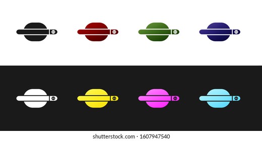 Set Car door handle icon isolated on black and white background.  Vector Illustration