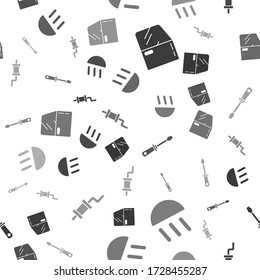 Set Car door, High beam, Screwdriver and Car muffler on seamless pattern. Vector