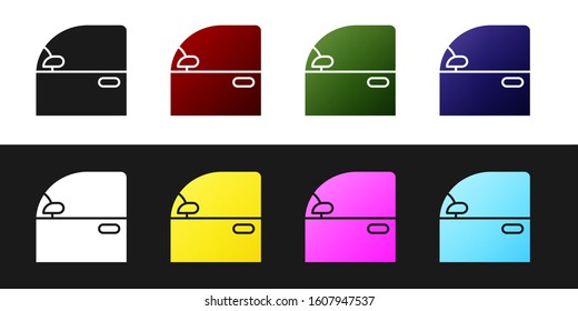 Set Car door icon isolated on black and white background.  Vector Illustration