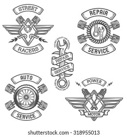 Set of Car emblems, badges. Vintage style.