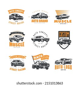 Set Car Emblems Street Racing Design Stock Vector (Royalty Free ...