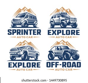 Set car explore and adventure logo template. - vector