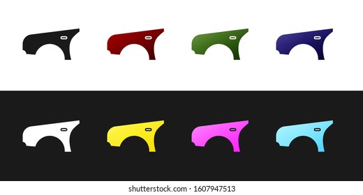 Set Car fender icon isolated on black and white background.  Vector Illustration