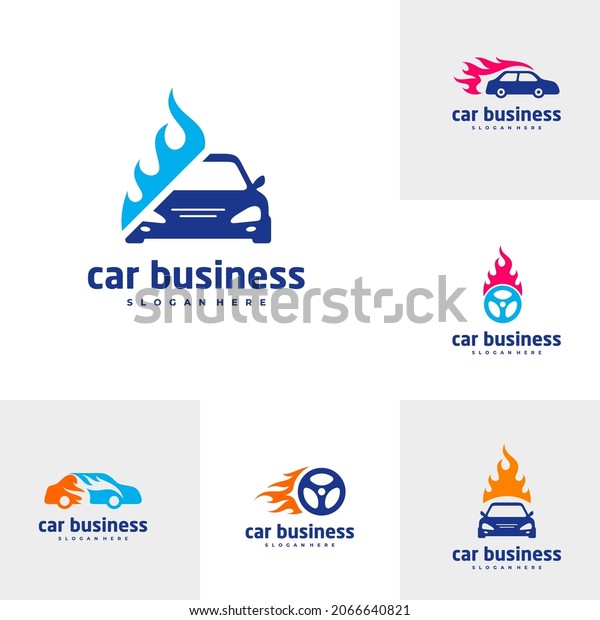 Set of Car fire logo vector template, Creative\
Car logo design concepts