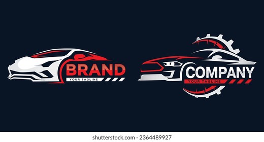 Set of car garage logo design template. Auto service logo design illustration.