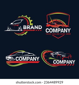 Set of car garage logo design template. Auto service logo design illustration.