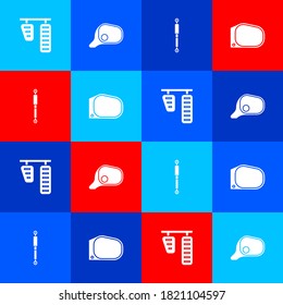 Set Car gas and brake pedals, mirror, Shock absorber and icon. Vector.