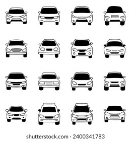 Set of car icon. Hand drawn doodle vector design.