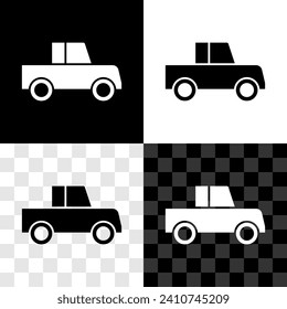 Set Car icon isolated on black and white, transparent background. Front view.  Vector