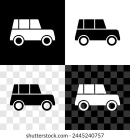 Set Car icon isolated on black and white, transparent background. Front view.  Vector