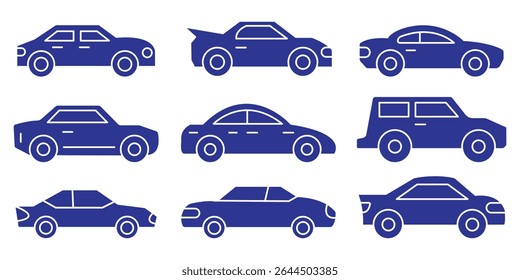 Conjunto de icono del coche. símbolo del coche.