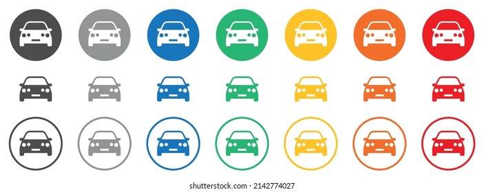 Set of car icon. Car. Car symbol. Colorful machine signs for applications and web sites. Vector illustration.