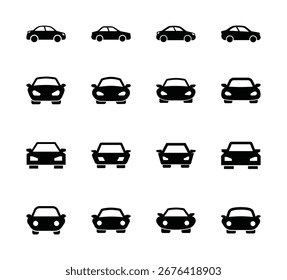 Conjunto de Vector de icono de coche sobre fondo blanco