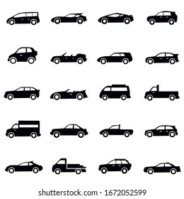 set of car icon vector, cars symbol illustration design, modern and new car icons, in white background