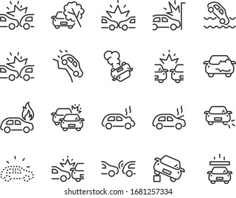 Set Of Car Icons, Accident, Insurance, Auto, Vehicle