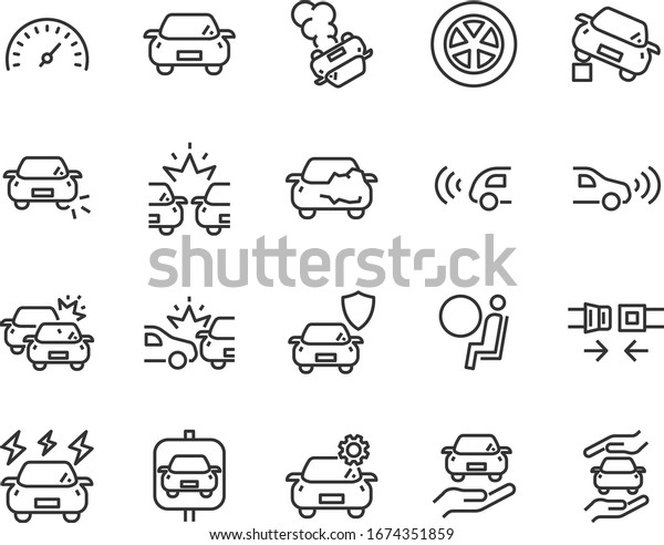 set of\
car icons, accident, insurance, auto,\
vehicle