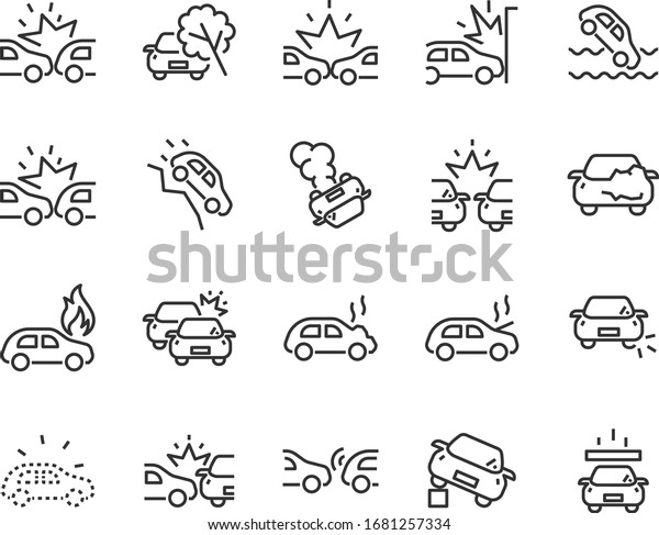 set of\
car icons, accident, insurance, auto,\
vehicle
