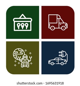 Set of car icons. Such as Keys, Cargo truck, Rover, Electric car , car icons