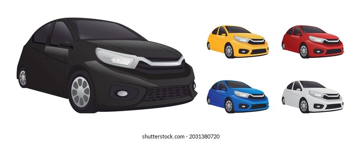 set of car illustration cartoons with different colors