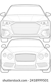 Set of car isolated illustration, vector line art, transport vector bundle, sports car, modern car, car concept, line vector.