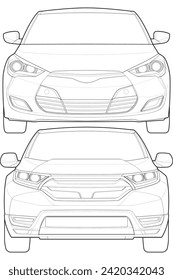 Set of car isolated illustration, vector line art, transport vector bundle, sports car, modern car, car concept, line vector.