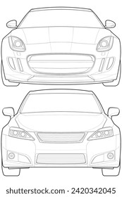 Set of car isolated illustration, vector line art, transport vector bundle, sports car, modern car, car concept, line vector.