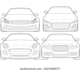 Set of car isolated illustration, vector line art, transport vector bundle, sports car, modern car, car concept, line vector.

