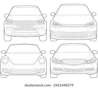 Set of car isolated illustration, vector line art, transport vector bundle, sports car, modern car, car concept, line vector.
